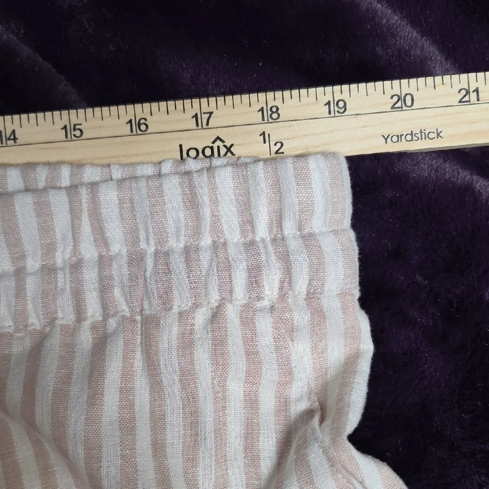 a new day Blush and White Striped Pull-On Linen Pants sz XXL